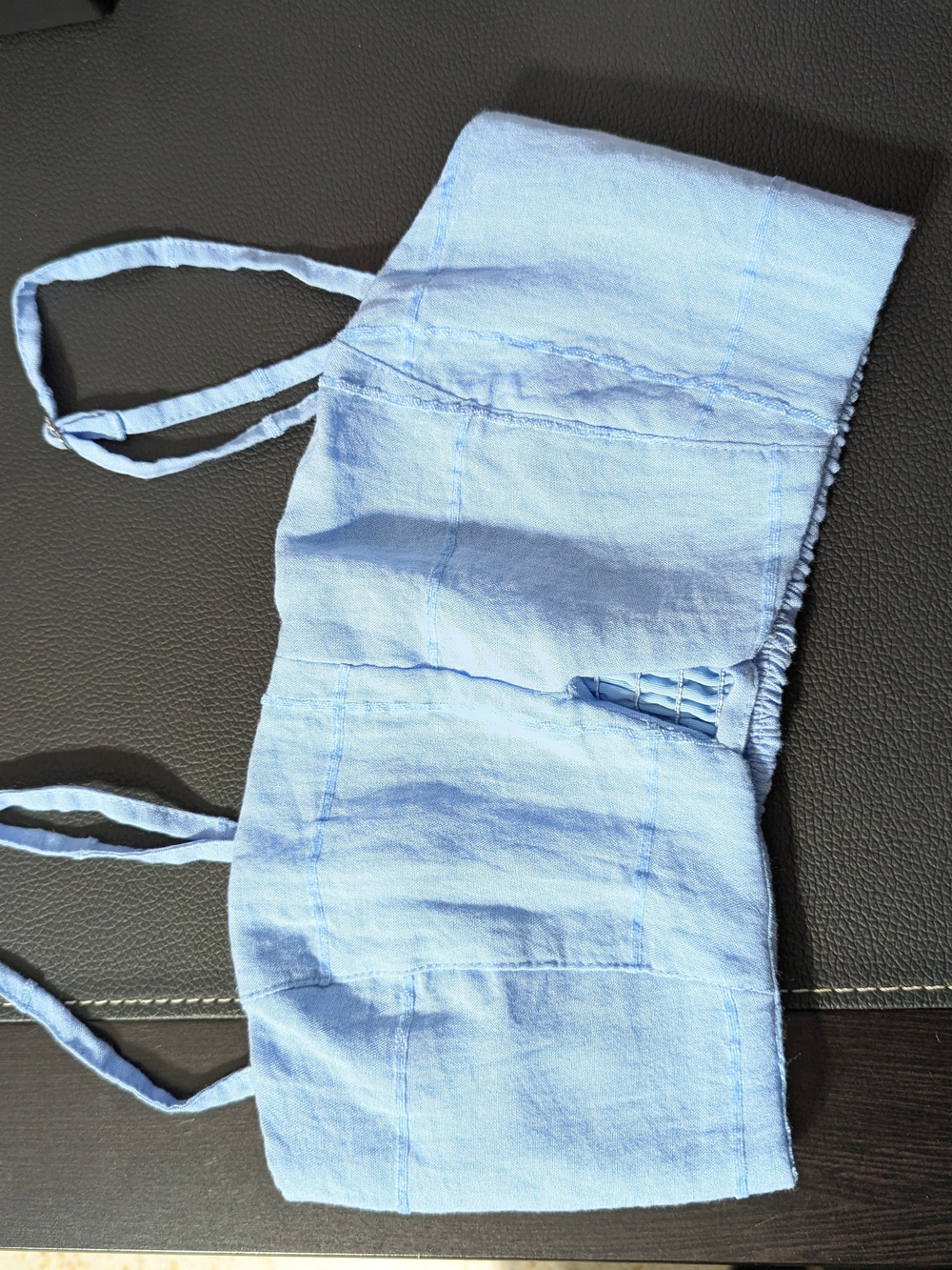 Sky Blue Linen Tie-Strap Crop Top
